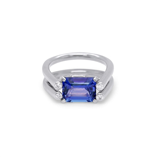 14KW 2.98CTW TANZANITE-DIAMOND RING "AAA" VS/F-G 9.3G - Michael & Co. Jewelers