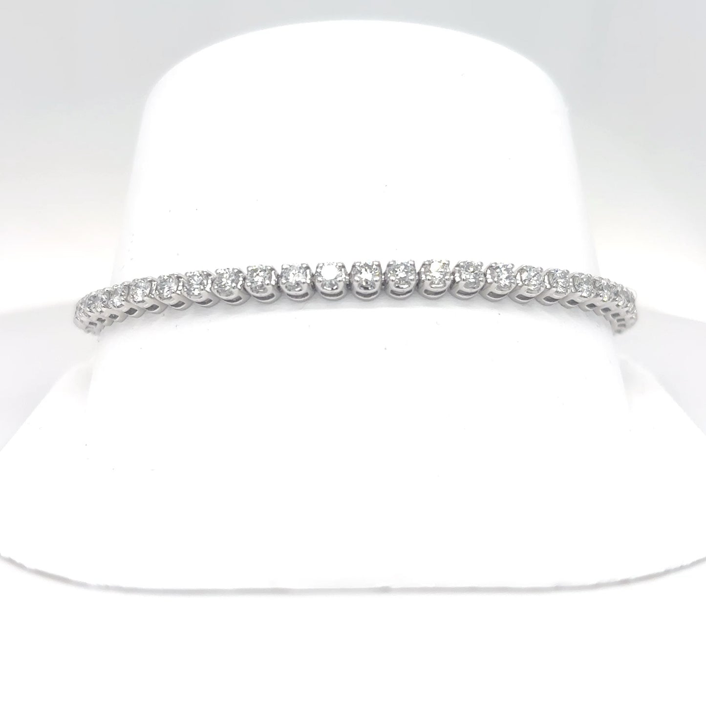 14KW 3.95CT ROUND BRILLIANT DIAMOND BRACELET SI2-I1/I 10.5G