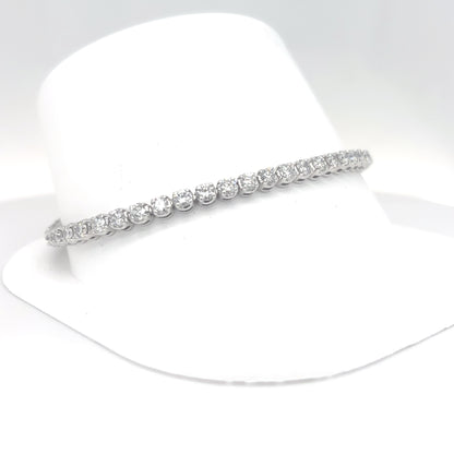 14KW 3.95CT ROUND BRILLIANT DIAMOND BRACELET SI2-I1/I 10.5G