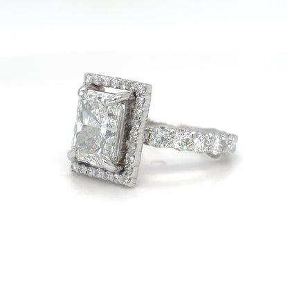 14KW 4.01CTW RADIANT DIAMOND HALO ENGAGEMENT RING I1/H 5.9G
