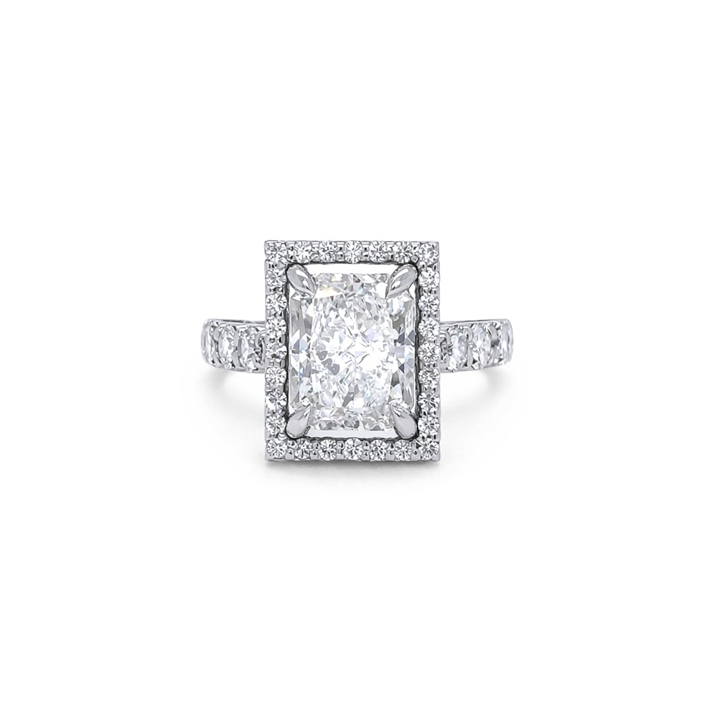 14KW 4.01CTW RADIANT DIAMOND HALO ENGAGEMENT RING I1/H 5.9G