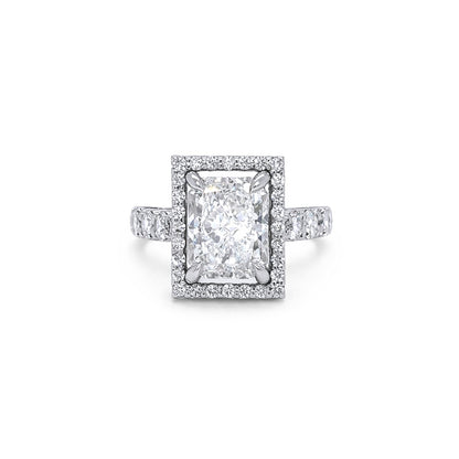 14KW 4.01CTW RADIANT DIAMOND HALO ENGAGEMENT RING I1/H 5.9G