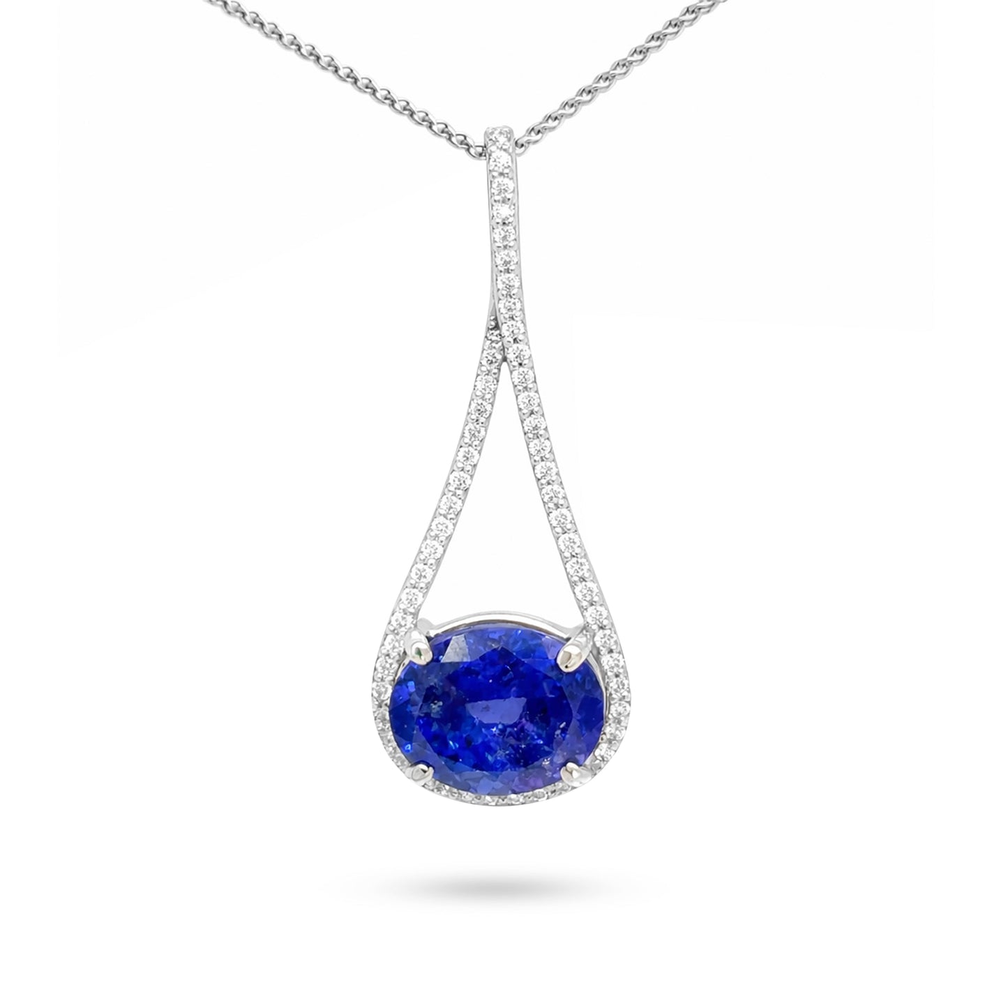 14KW 5.02CT OVAL TAZANITE-0.40CTW DIAMOND PENDANT "AAA" VS/G 4.0G