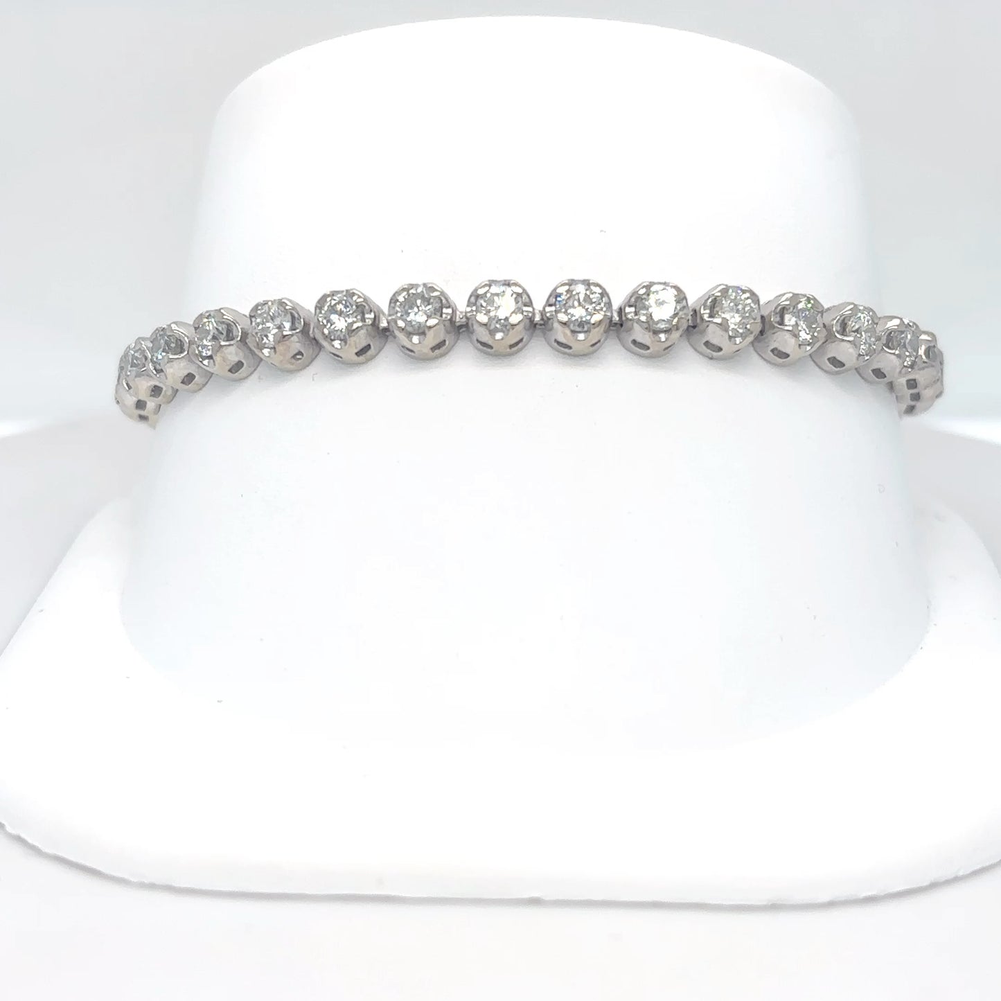 14KW 6.00CTW ROUND BRILLIANT DIAMOND BRACELET SI/F-G 14.1G