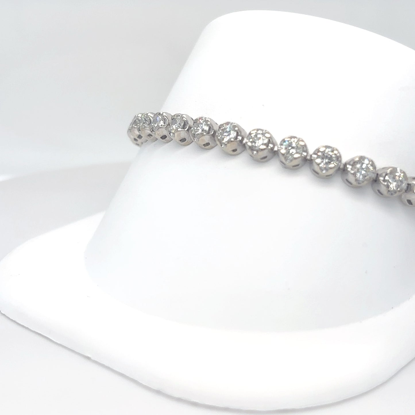 14KW 6.00CTW ROUND BRILLIANT DIAMOND BRACELET SI/F-G 14.1G