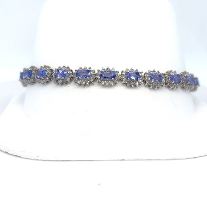 14KW 7.5" 7.50CTW TANZANITE-DIAMOND BRACELET "A" I1-2/H-I 10.0G