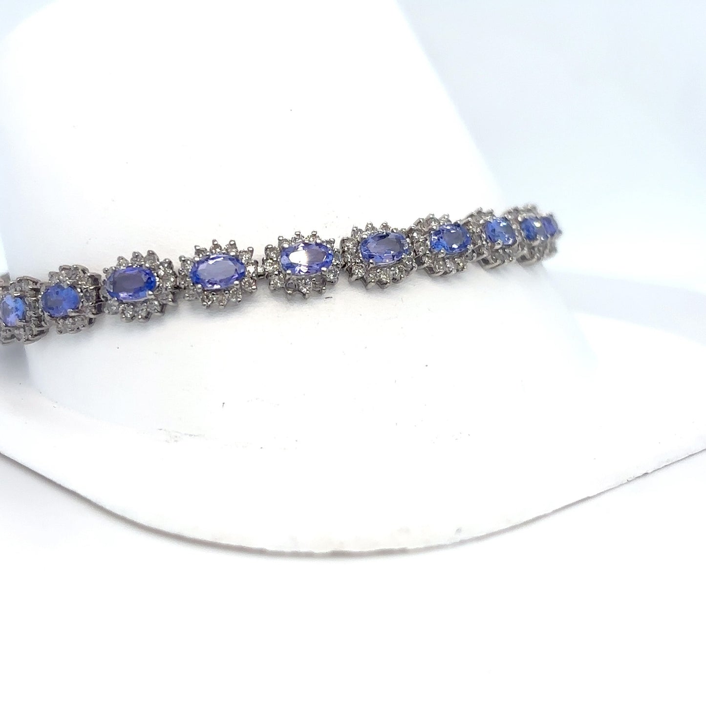 14KW 7.5" 7.50CTW TANZANITE-DIAMOND BRACELET "A" I1-2/H-I 10.0G