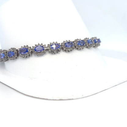 14KW 7.5" 7.50CTW TANZANITE-DIAMOND BRACELET "A" I1-2/H-I 10.0G