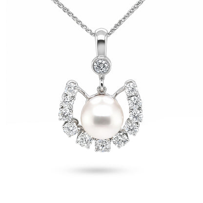 14KW 8.5MM PEARL-1.00CTW DIAMOND PENDANT "AA" VS/F-G 3.5G