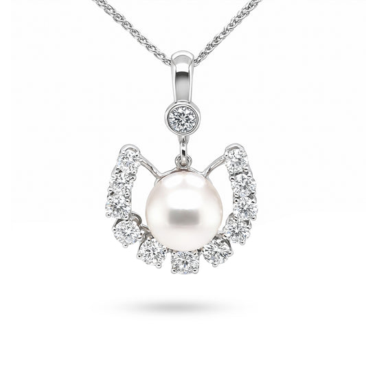 14KW 8.5MM PEARL-1.00CTW DIAMOND PENDANT "AA" VS/F-G 3.5G