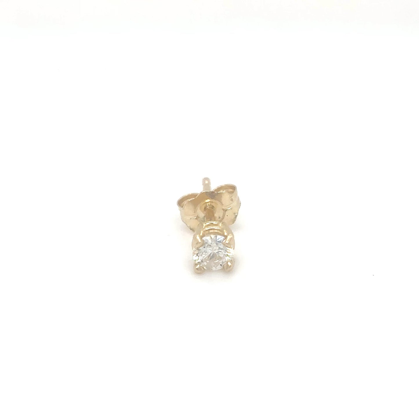 14KY 0.15CTW ROUND DIAMOND SOLITAIRE EARRRINGS I1/H
