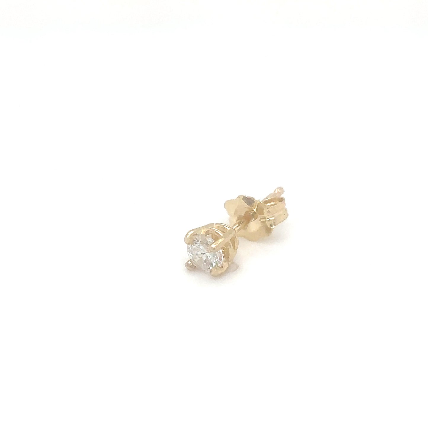 14KY 0.15CTW ROUND DIAMOND SOLITAIRE EARRRINGS I1/H