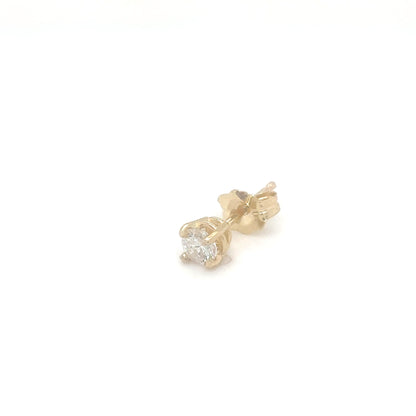 14KY 0.15CTW ROUND DIAMOND SOLITAIRE EARRRINGS I1/H