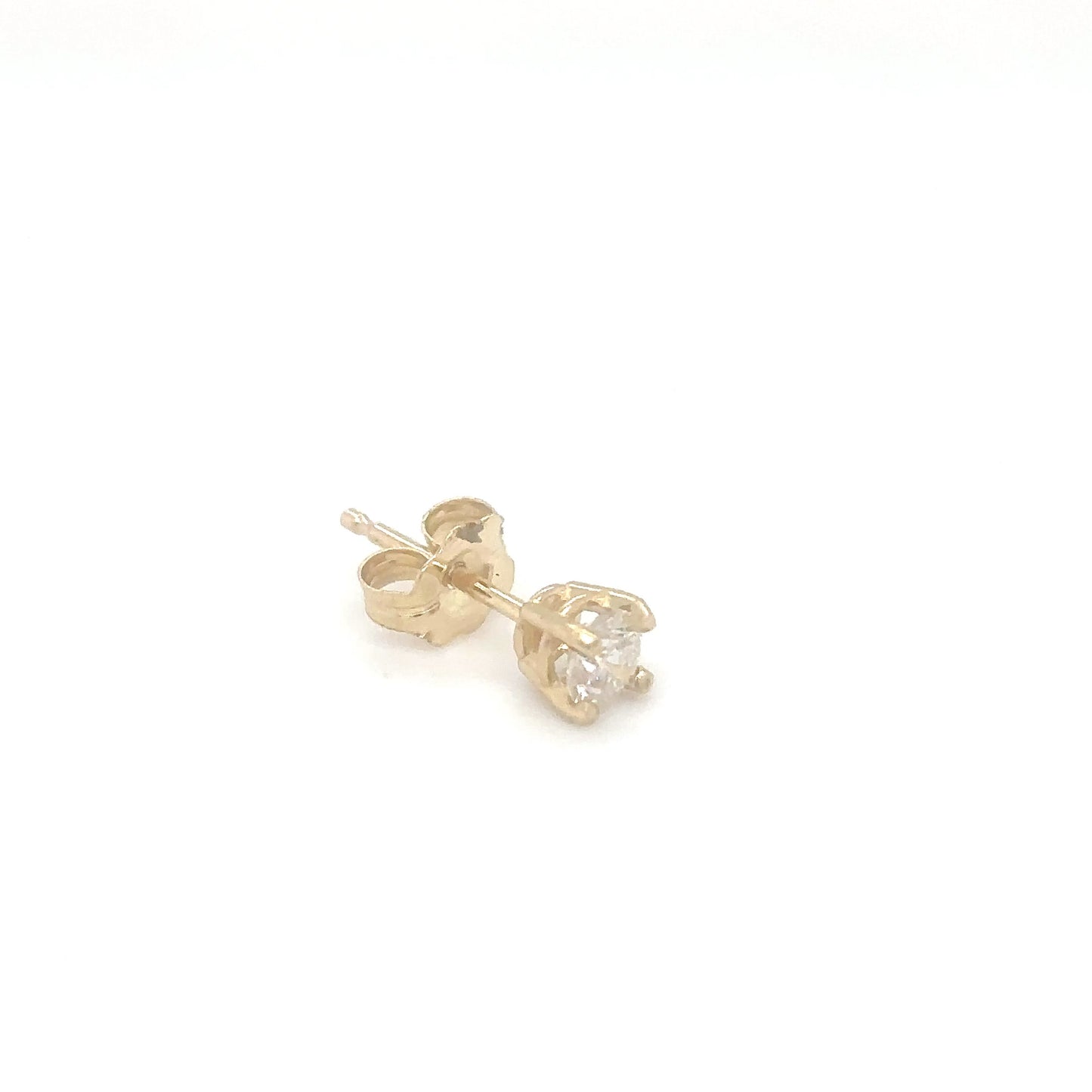 14KY 0.15CTW ROUND DIAMOND SOLITAIRE EARRRINGS I1/H
