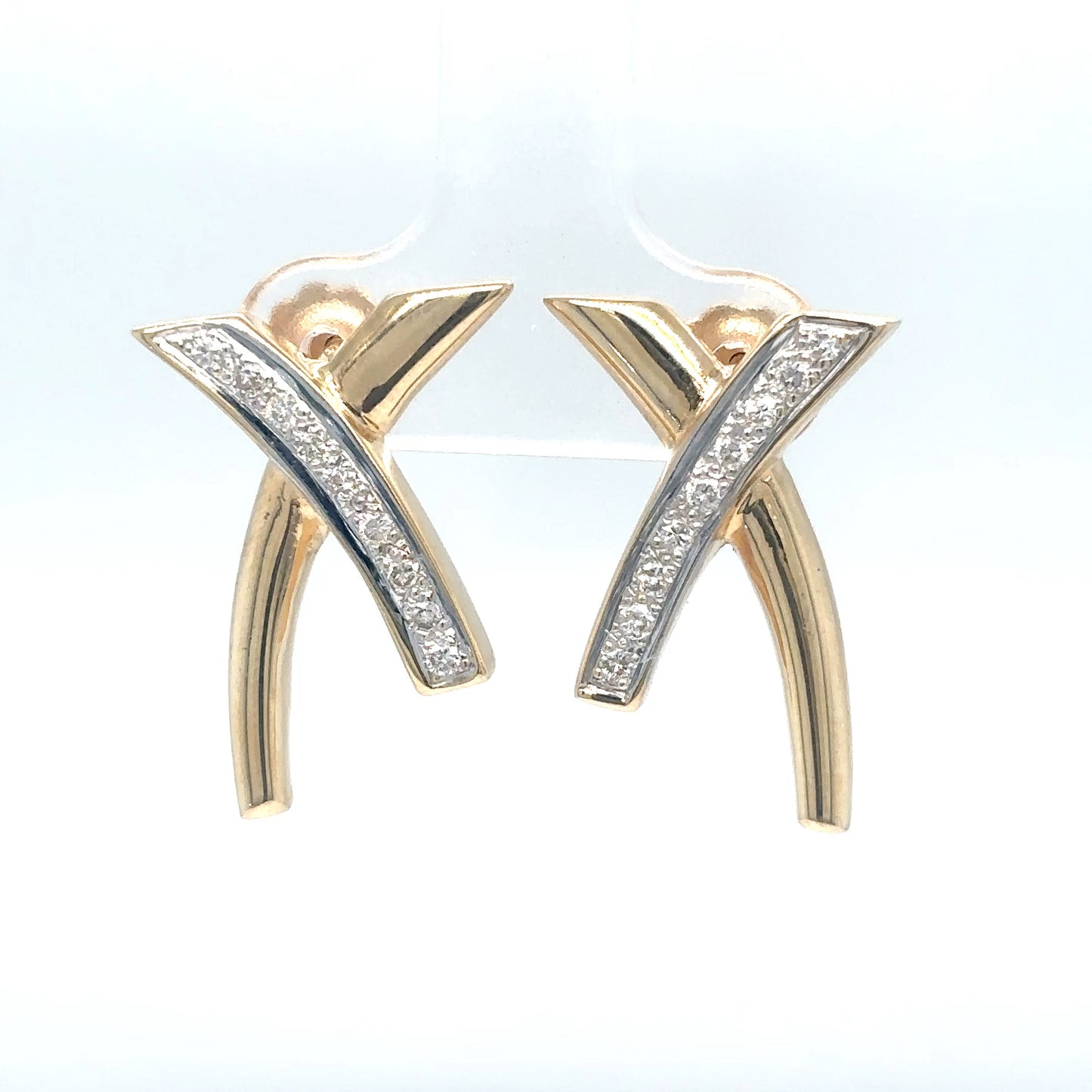 14KY 0.25CTW DIAMOND "X" EARRINGS I1/H-I 5.1G