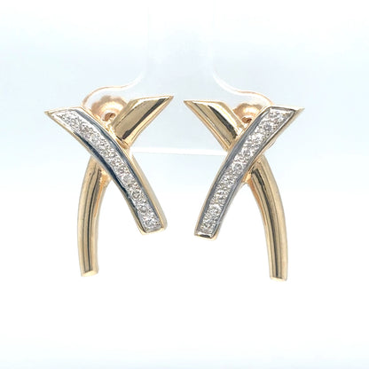 14KY 0.25CTW DIAMOND "X" EARRINGS I1/H-I 5.1G