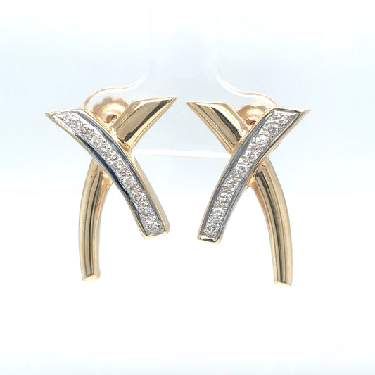 14KY 0.25CTW DIAMOND "X" EARRINGS I1/H-I 5.1G-Fine Jewelry in Bradenton &amp; Lakewood Ranch, Fl. | Michael &amp; Co. Jewelers