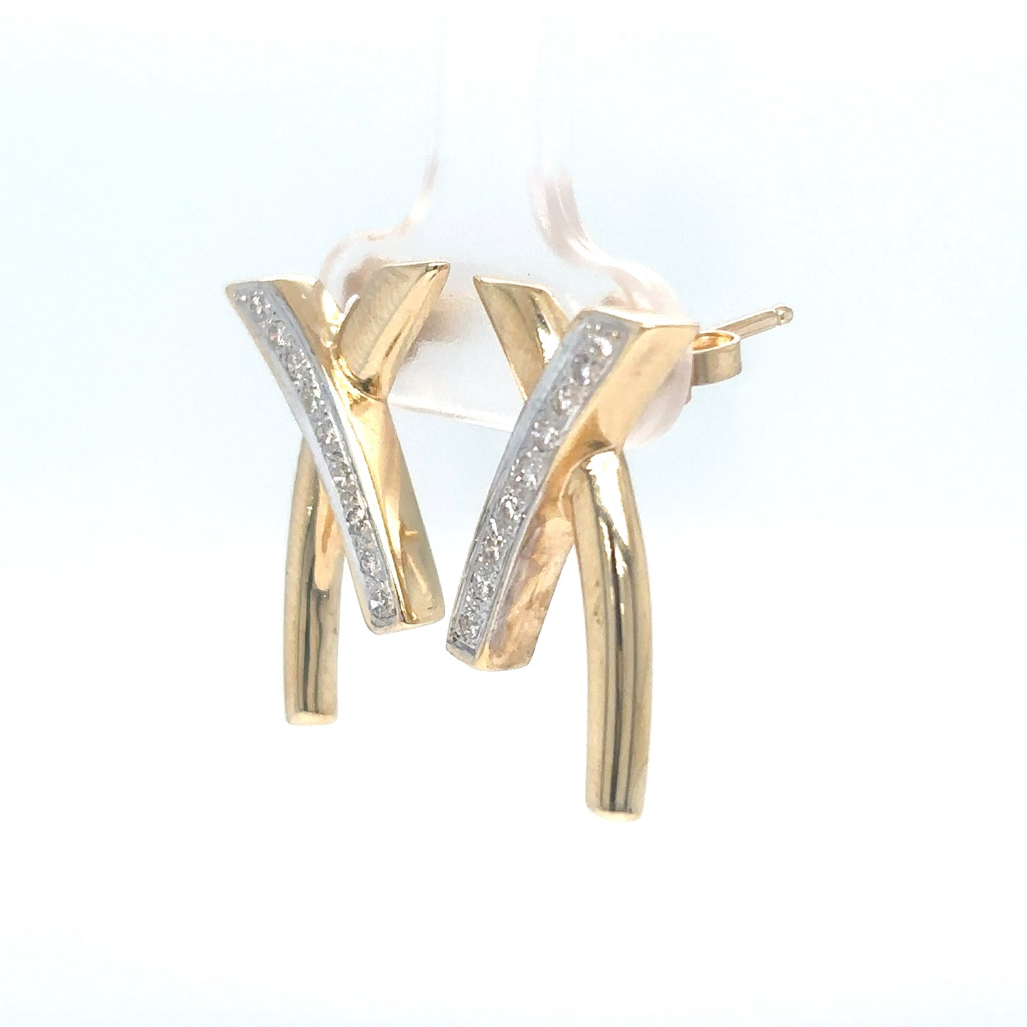 14KY 0.25CTW DIAMOND "X" EARRINGS I1/H-I 5.1G