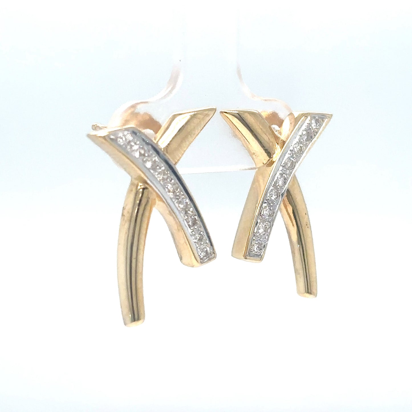 14KY 0.25CTW DIAMOND "X" EARRINGS I1/H-I 5.1G