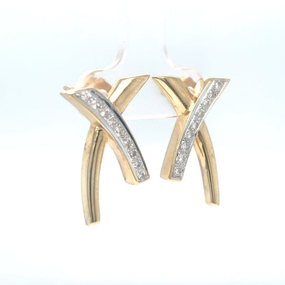 14KY 0.25CTW DIAMOND "X" EARRINGS I1/H-I 5.1G