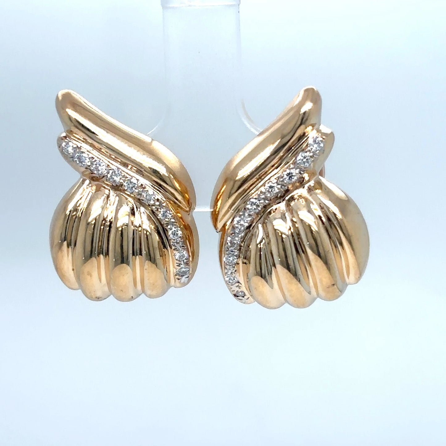14KY 0.25CTW FASHION EARRINGS W/ OMEGA CLIP BACK SI2/G-H 8.0G