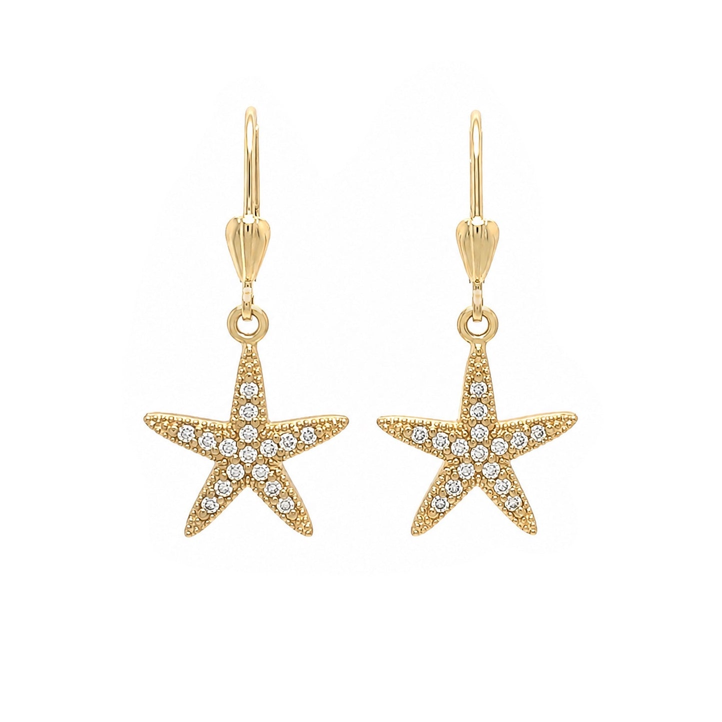 14KY 0.32CTW DIAMOND STARFISH EARRINGS VS/G 3.8G