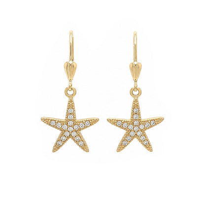 14KY 0.32CTW DIAMOND STARFISH EARRINGS VS/G 3.8G