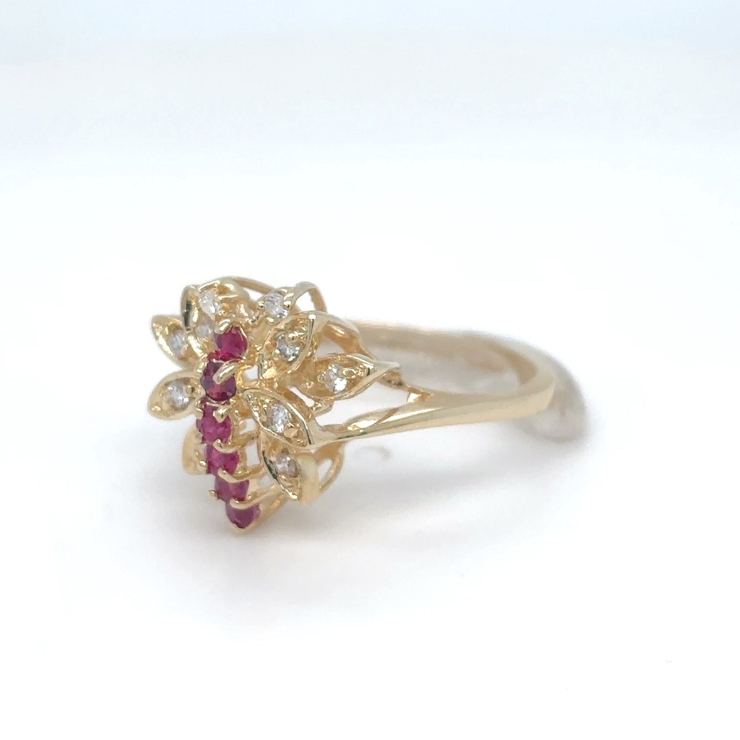 14KY 0.34CTW RUBY-DIAMOND BUTTERFLY RING "AA" I1/G-H 3.4