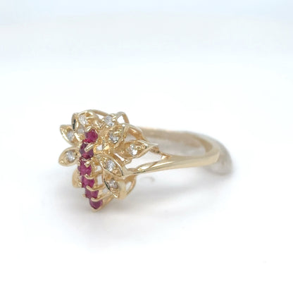 14KY 0.34CTW RUBY-DIAMOND BUTTERFLY RING "AA" I1/G-H 3.4