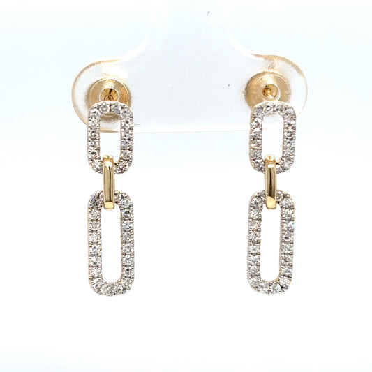 14KY 0.38CTW ROUND DIAMOND PAPERCLIP DANGLE EARRINGS VS/G 3.4G-Fine Jewelry in Bradenton &amp; Lakewood Ranch, Fl. | Michael &amp; Co. Jewelers