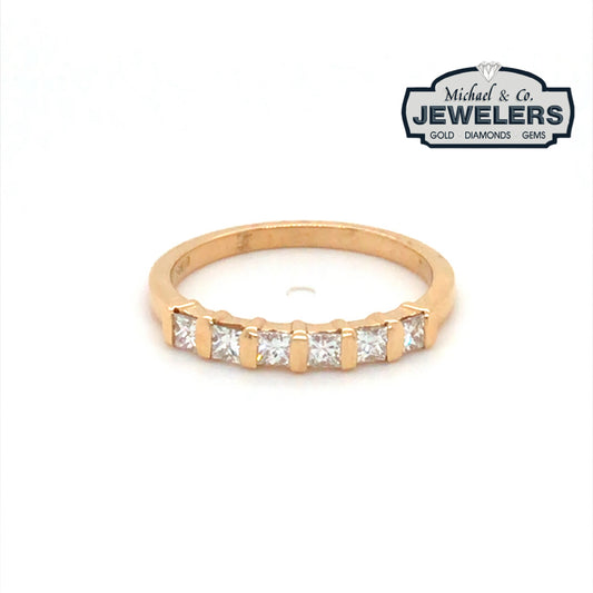 14KY 0.42CTW BAR SET PRINCESS CUT DIAMOND BAND VS2/G-H 2.3G-Fine Jewelry in Bradenton &amp; Lakewood Ranch, Fl. | Michael &amp; Co. Jewelers
