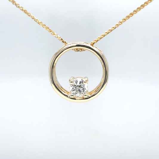 14KY 0.50CTW ROUND BRILLIANT DIAMOND CIRCLE PENDANT VS2/J 3.4G-Fine Jewelry in Bradenton &amp; Lakewood Ranch, Fl. | Michael &amp; Co. Jewelers