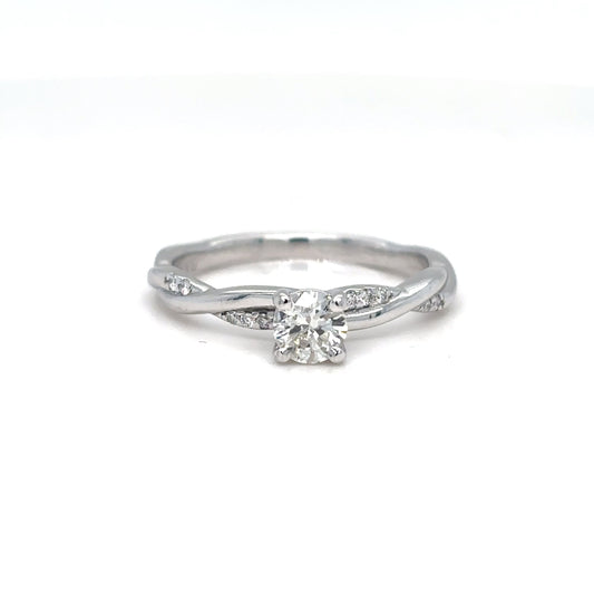 14KY 0.53CTW RIOUND BRILLIANT DIAMONG ENGAGEMENT RING I1/I 2.8G