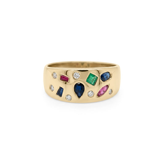 14KY 0.56CTW SAPH/EMER/RUBY/DIA BAND 3.8G - Michael & Co. Jewelers