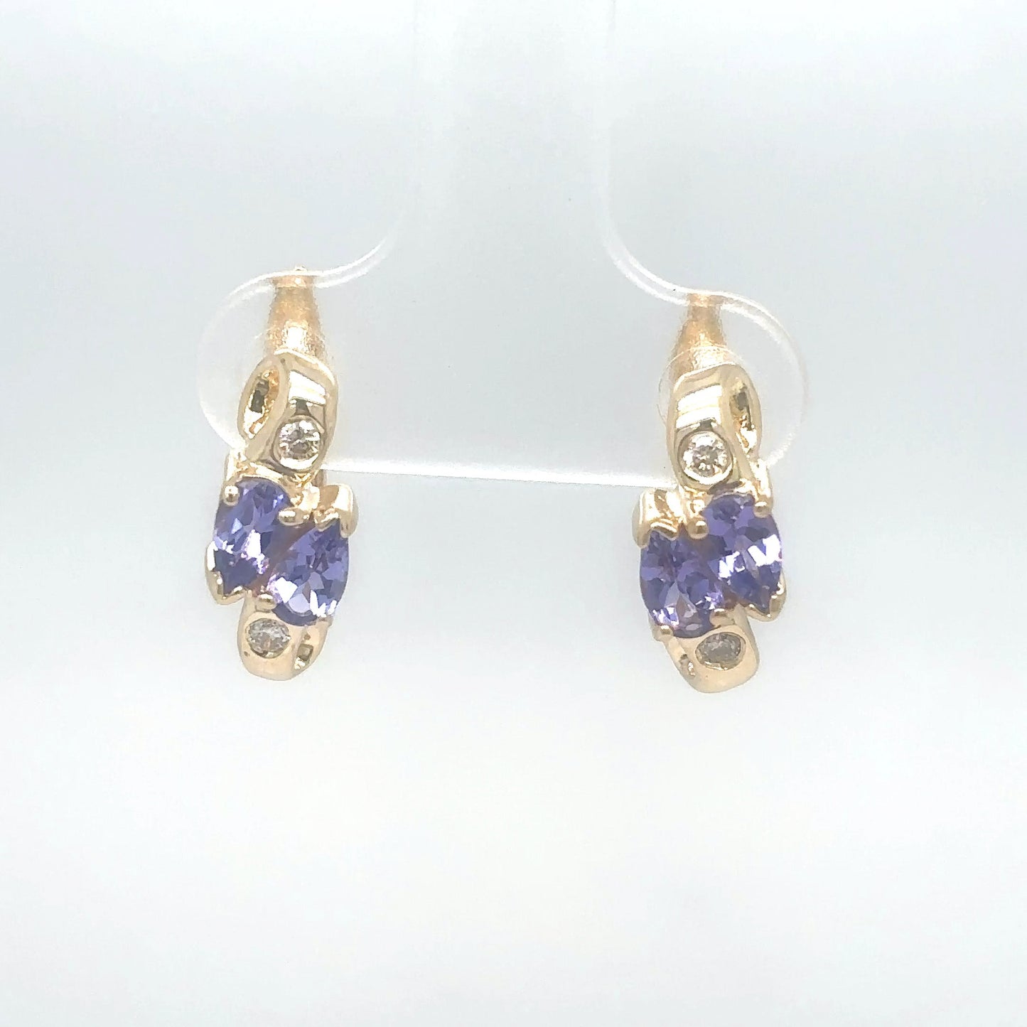 14KY 0.56CTW TANZANITE-DIAMOND EARRINGS "A" SI/G-H 3.2G