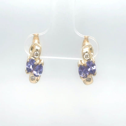 14KY 0.56CTW TANZANITE-DIAMOND EARRINGS "A" SI/G-H 3.2G