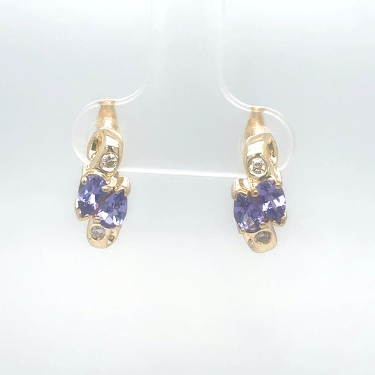 14KY 0.56CTW TANZANITE-DIAMOND EARRINGS "A" SI/G-H 3.2G