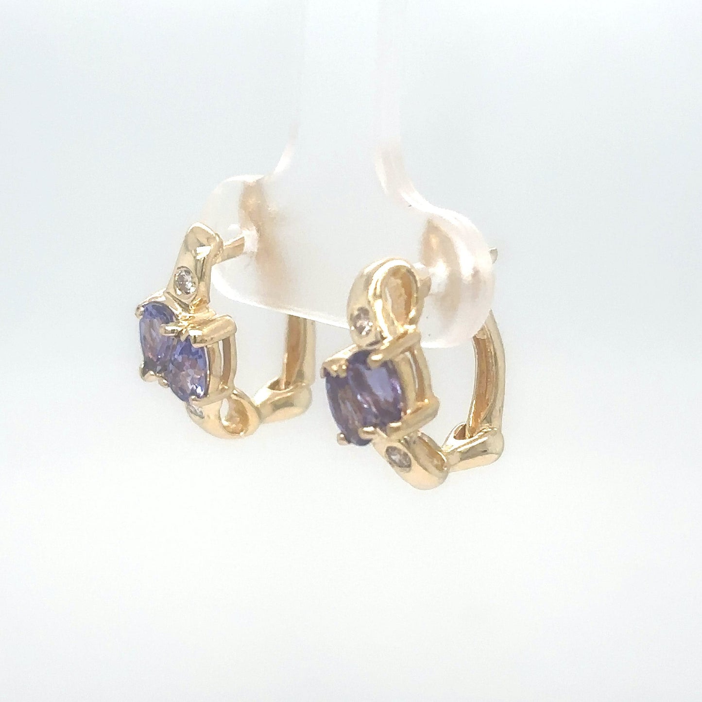 14KY 0.56CTW TANZANITE-DIAMOND EARRINGS "A" SI/G-H 3.2G