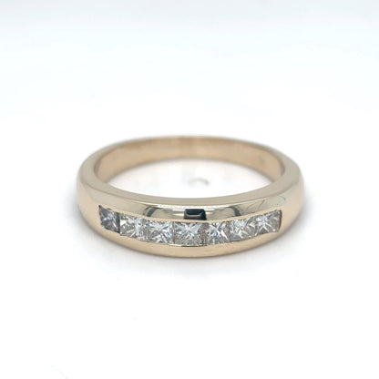 14KY 0.75CTW PRINCESS CUT DIAMOND BAND VS/I-J 5.2G