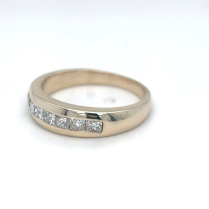 14KY 0.75CTW PRINCESS CUT DIAMOND BAND VS/I-J 5.2G