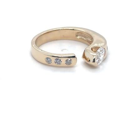 14KY 0.83CTW MARQUISE-ROUND BRILLIANT DIAMOND RING VS1/G-H 5.8G