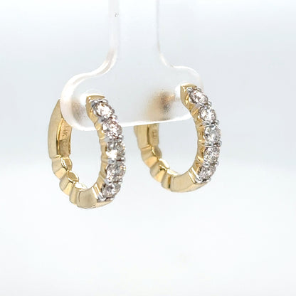 14KY 0.92CTW ROUND DIAMOND HOOP EARRINGS VS2/G 5.0G