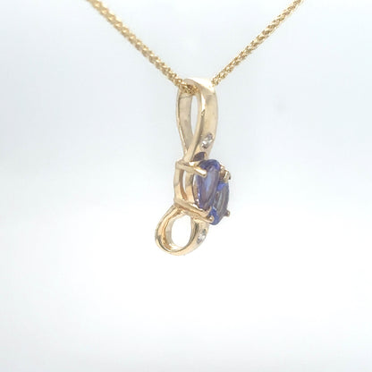 14KY 0.93CTW TAZANITE-DIAMOND PENDANT "A" SI/G-H 1.8G
