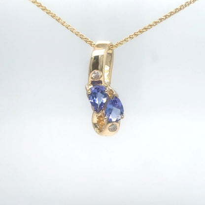 14KY 0.93CTW TAZANITE-DIAMOND PENDANT "A" SI/G-H 1.8G