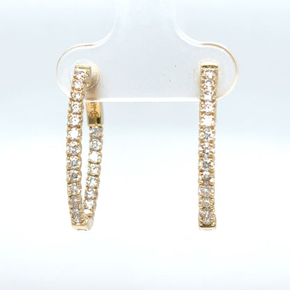 14KY 0.96CTW OVAL SHAPED ROUND DIAMOND EARRINGS VS2/G 3.4G