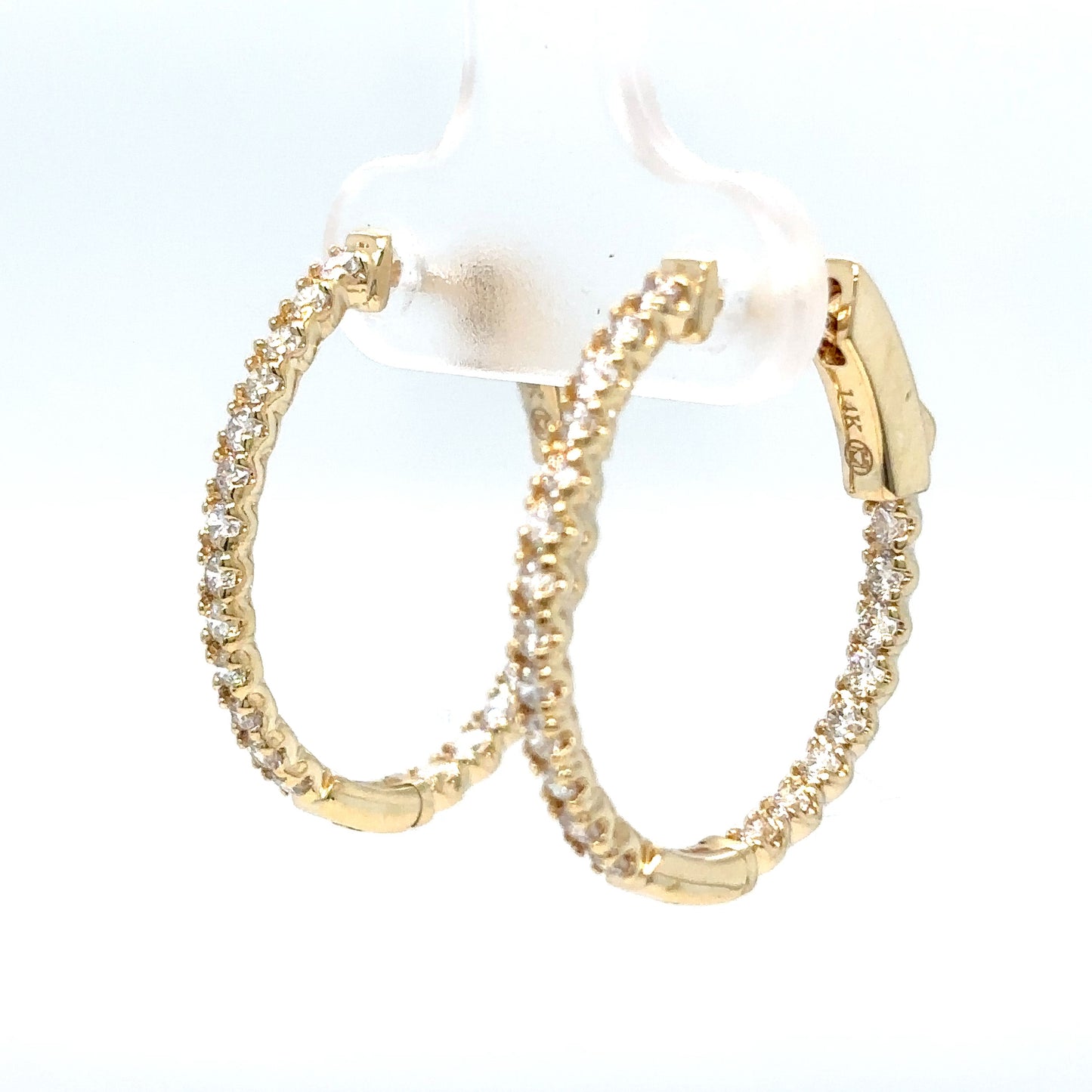 14KY 0.96CTW OVAL SHAPED ROUND DIAMOND EARRINGS VS2/G 3.4G