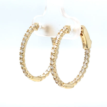 14KY 0.96CTW OVAL SHAPED ROUND DIAMOND EARRINGS VS2/G 3.4G