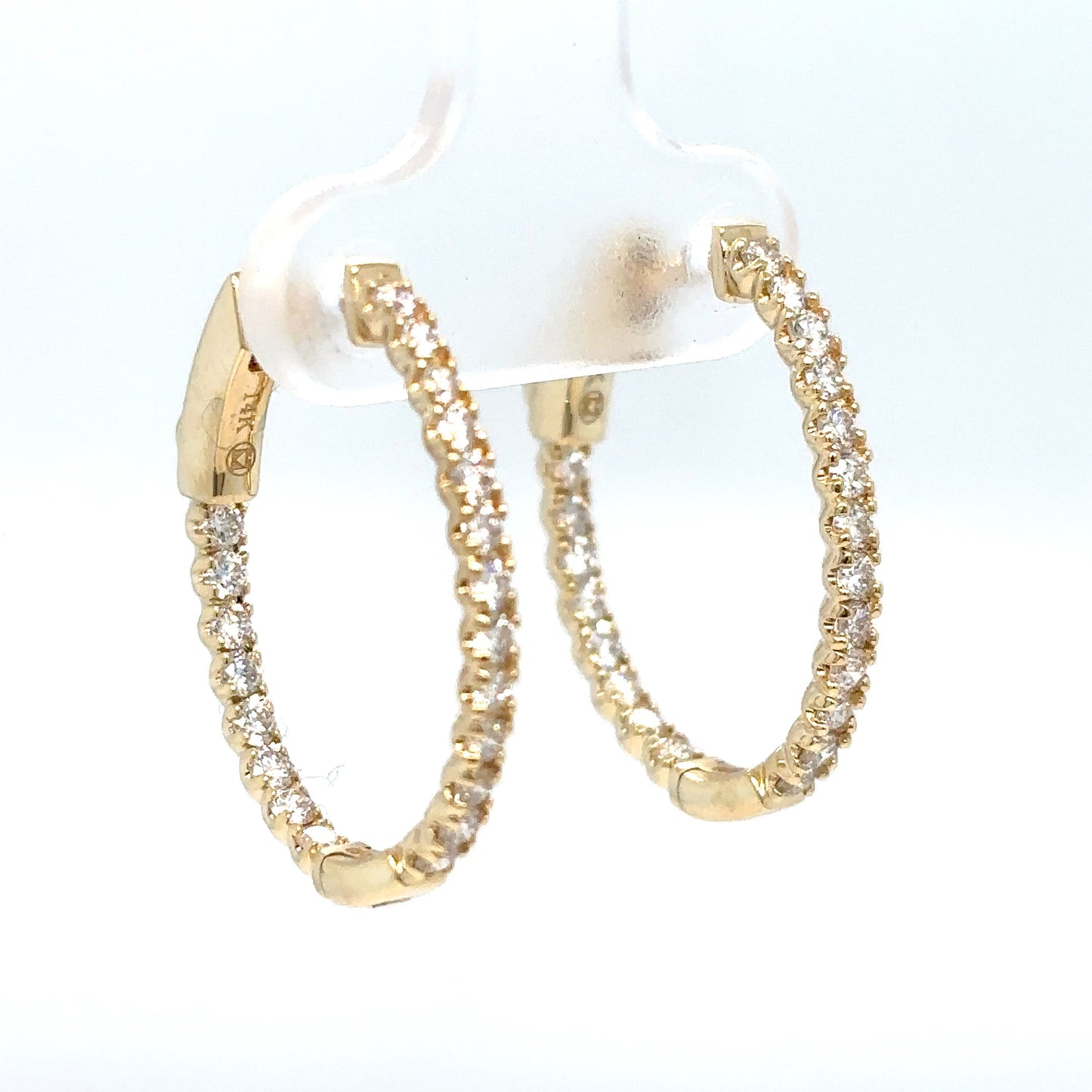 14KY 0.96CTW OVAL SHAPED ROUND DIAMOND EARRINGS VS2/G 3.4G