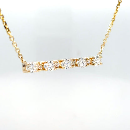 14KY 17" 1.37CTW OVAL-ROUND BRILLIANT DIAMOND BAR PENDANT VS2-SI1-F-G 4.5G