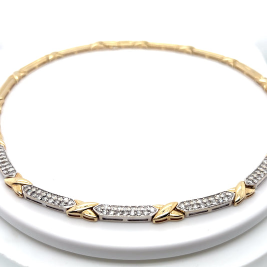 14KTT 17" 2.00CTW PAVE DIAMOND "X" NECKLACE SI2/H-I 35.2G-Fine Jewelry in Bradenton &amp; Lakewood Ranch, Fl. | Michael &amp; Co. Jewelers